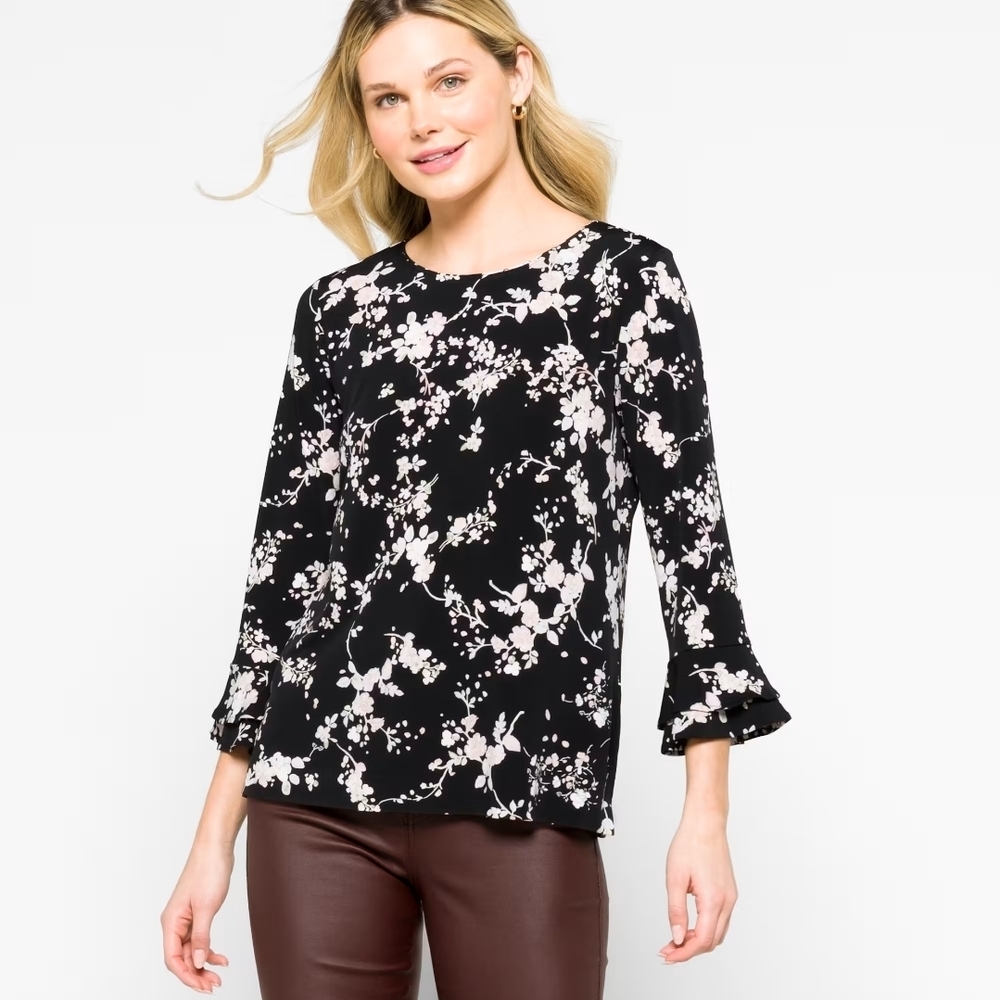 Karl Lagerfeld Trumpet Sleeve Top Small